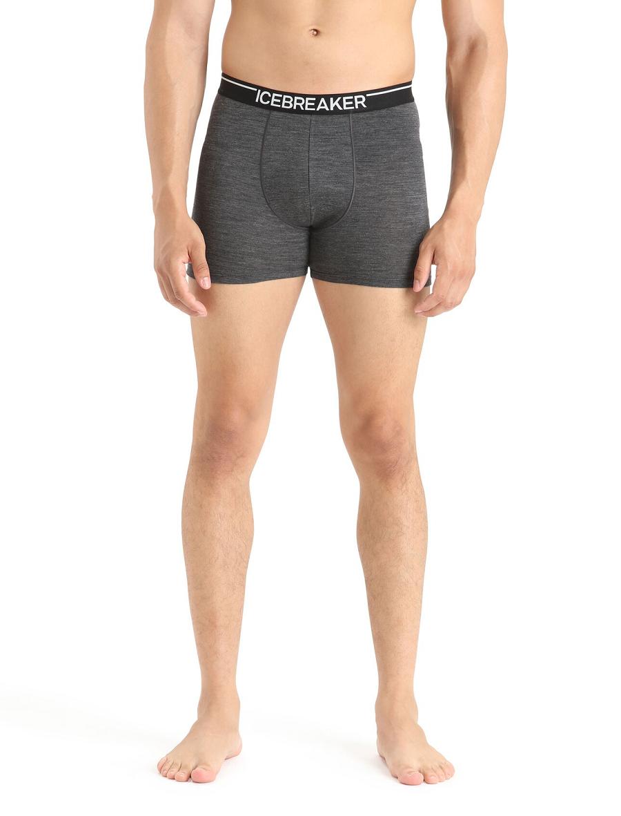 Icebreaker Merino Anatomica Boxers Férfi Fehérnemű Fekete Szürke | HU 1316MQZA